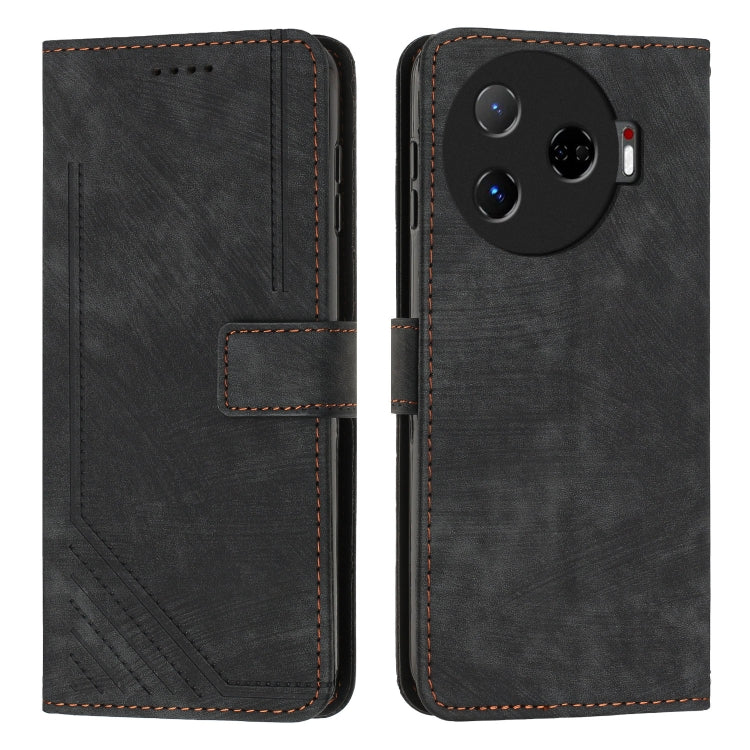 Skin Feel Stripe Pattern Leather Phone Case with Lanyard, For Tecno Camon 40 Pro 5G, For Tecno Spark 30C 5G / Pop 9 5G, For Tecno Camon 30S, For Tecno Spark 30 Pro, For Tecno Spark 30 5G, For Tecno Spark 30 4G, For Tecno Spark Go 5G 2025 Global        ...
