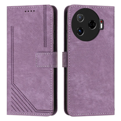 Skin Feel Stripe Pattern Leather Phone Case with Lanyard, For Tecno Camon 40 Pro 5G, For Tecno Spark 30C 5G / Pop 9 5G, For Tecno Camon 30S, For Tecno Spark 30 Pro, For Tecno Spark 30 5G, For Tecno Spark 30 4G, For Tecno Spark Go 5G 2025 Global        ...