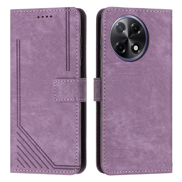 Skin Feel Stripe Pattern Leather Phone Case with Lanyard, For Tecno Camon 40 Pro 5G, For Tecno Spark 30C 5G / Pop 9 5G, For Tecno Camon 30S, For Tecno Spark 30 Pro, For Tecno Spark 30 5G, For Tecno Spark 30 4G, For Tecno Spark Go 5G 2025 Global        ...