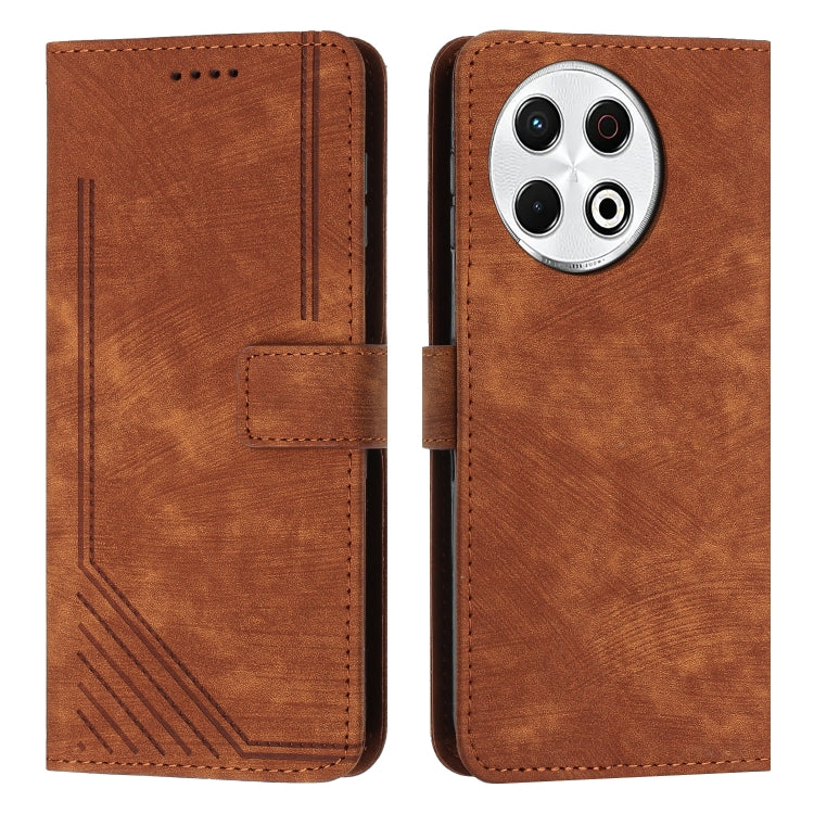 Skin Feel Stripe Pattern Leather Phone Case with Lanyard, For Tecno Camon 40 Pro 5G, For Tecno Spark 30C 5G / Pop 9 5G, For Tecno Camon 30S, For Tecno Spark 30 Pro, For Tecno Spark 30 5G, For Tecno Spark 30 4G, For Tecno Spark Go 5G 2025 Global        ...