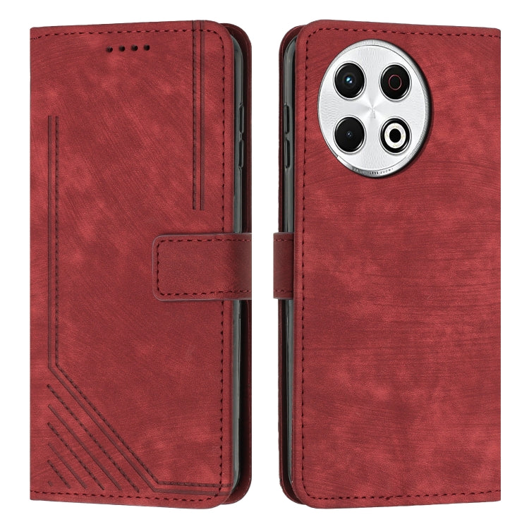 Skin Feel Stripe Pattern Leather Phone Case with Lanyard, For Tecno Camon 40 Pro 5G, For Tecno Spark 30C 5G / Pop 9 5G, For Tecno Camon 30S, For Tecno Spark 30 Pro, For Tecno Spark 30 5G, For Tecno Spark 30 4G, For Tecno Spark Go 5G 2025 Global        ...