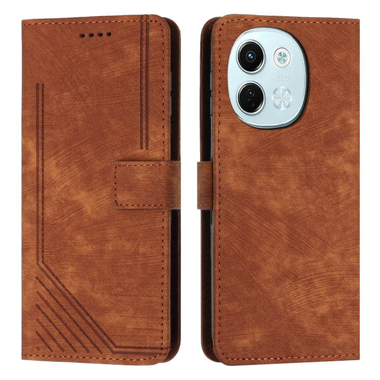 Skin Feel Stripe Pattern Leather Phone Case with Lanyard, For Tecno Camon 40 Pro 5G, For Tecno Spark 30C 5G / Pop 9 5G, For Tecno Camon 30S, For Tecno Spark 30 Pro, For Tecno Spark 30 5G, For Tecno Spark 30 4G, For Tecno Spark Go 5G 2025 Global        ...
