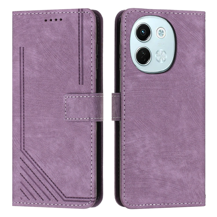Skin Feel Stripe Pattern Leather Phone Case with Lanyard, For Tecno Camon 40 Pro 5G, For Tecno Spark 30C 5G / Pop 9 5G, For Tecno Camon 30S, For Tecno Spark 30 Pro, For Tecno Spark 30 5G, For Tecno Spark 30 4G, For Tecno Spark Go 5G 2025 Global        ...