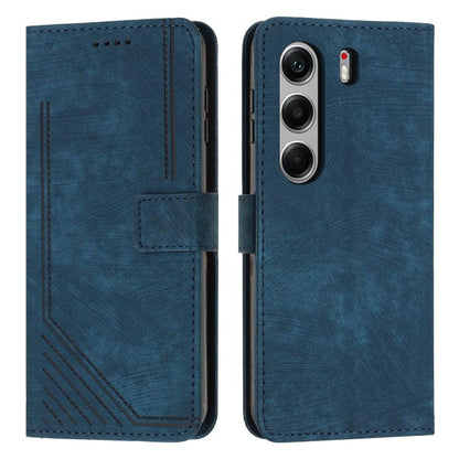 Skin Feel Stripe Pattern Leather Phone Case with Lanyard, For Tecno Spark 50 4G, For Tecno Camon 50 Pro 4G, For Tecno Camon 50 4G, For Tecno Spark Go 3, For Tenco Spark Slim 5G, For Tecno Spark 40C, For Tecno Pova 7 Pro 5G, For Tecno Pova 7 5G         ...