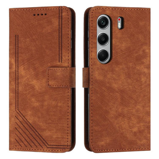 Skin Feel Stripe Pattern Leather Phone Case with Lanyard, For Tecno Camon 40 Pro 5G, For Tecno Spark 30C 5G / Pop 9 5G, For Tecno Camon 30S, For Tecno Spark 30 Pro, For Tecno Spark 30 5G, For Tecno Spark 30 4G, For Tecno Spark Go 5G 2025 Global        ...