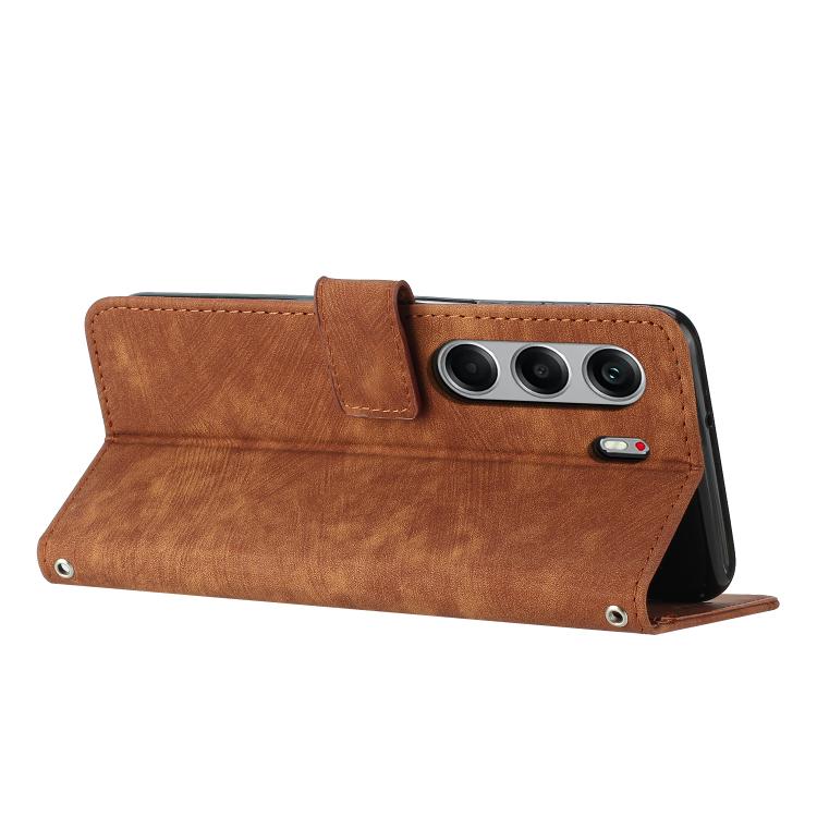 Skin Feel Stripe Pattern Leather Phone Case with Lanyard, For Tecno Camon 40 Pro 5G, For Tecno Spark 30C 5G / Pop 9 5G, For Tecno Camon 30S, For Tecno Spark 30 Pro, For Tecno Spark 30 5G, For Tecno Spark 30 4G, For Tecno Spark Go 5G 2025 Global        ...