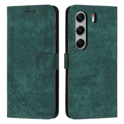 Skin Feel Stripe Pattern Leather Phone Case with Lanyard, For Tecno Camon 40 Pro 5G, For Tecno Spark 30C 5G / Pop 9 5G, For Tecno Camon 30S, For Tecno Spark 30 Pro, For Tecno Spark 30 5G, For Tecno Spark 30 4G, For Tecno Spark Go 5G 2025 Global        ...