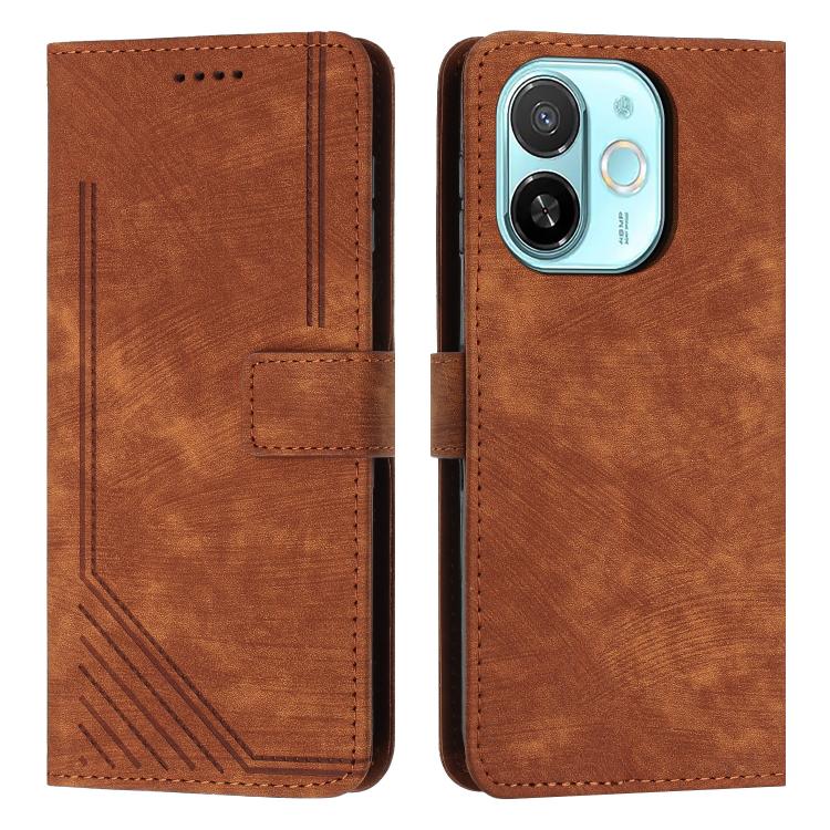 Skin Feel Stripe Pattern Leather Phone Case with Lanyard, For Tecno Camon 40 Pro 5G, For Tecno Spark 30C 5G / Pop 9 5G, For Tecno Camon 30S, For Tecno Spark 30 Pro, For Tecno Spark 30 5G, For Tecno Spark 30 4G, For Tecno Spark Go 5G 2025 Global        ...