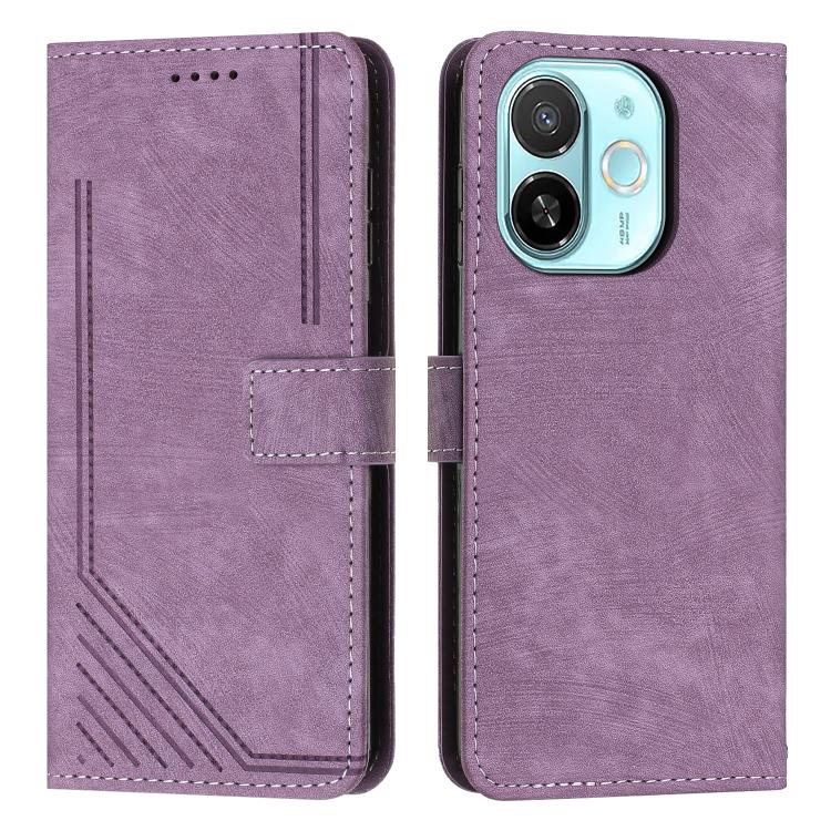 Skin Feel Stripe Pattern Leather Phone Case with Lanyard, For Tecno Camon 40 Pro 5G, For Tecno Spark 30C 5G / Pop 9 5G, For Tecno Camon 30S, For Tecno Spark 30 Pro, For Tecno Spark 30 5G, For Tecno Spark 30 4G, For Tecno Spark Go 5G 2025 Global        ...
