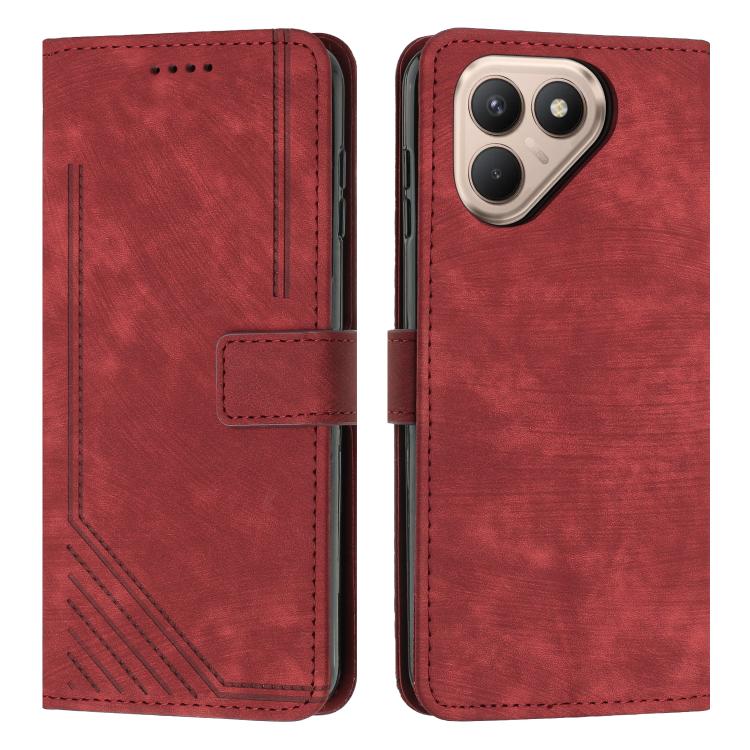 Skin Feel Stripe Pattern Leather Phone Case with Lanyard, For Tecno Spark 50 4G, For Tecno Camon 50 Pro 4G, For Tecno Camon 50 4G, For Tecno Spark Go 3, For Tenco Spark Slim 5G, For Tecno Spark 40C, For Tecno Pova 7 Pro 5G, For Tecno Pova 7 5G         ...
