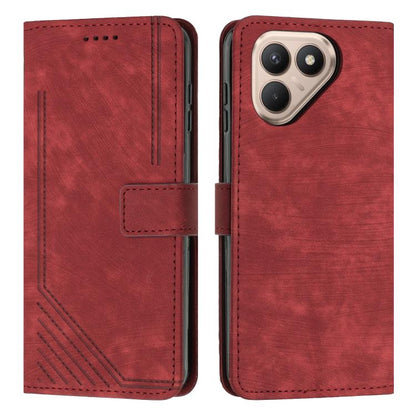 Skin Feel Stripe Pattern Leather Phone Case with Lanyard, For Tecno Spark 50 4G, For Tecno Camon 50 Pro 4G, For Tecno Camon 50 4G, For Tecno Spark Go 3, For Tenco Spark Slim 5G, For Tecno Spark 40C, For Tecno Pova 7 Pro 5G, For Tecno Pova 7 5G         ...