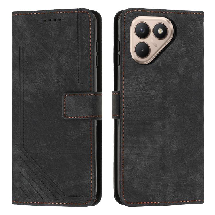 Skin Feel Stripe Pattern Leather Phone Case with Lanyard, For Tecno Spark 50 4G, For Tecno Camon 50 Pro 4G, For Tecno Camon 50 4G, For Tecno Spark Go 3, For Tenco Spark Slim 5G, For Tecno Spark 40C, For Tecno Pova 7 Pro 5G, For Tecno Pova 7 5G         ...