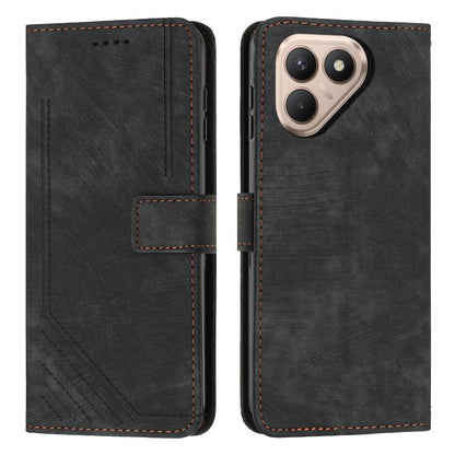 Skin Feel Stripe Pattern Leather Phone Case with Lanyard, For Tecno Spark 50 4G, For Tecno Camon 50 Pro 4G, For Tecno Camon 50 4G, For Tecno Spark Go 3, For Tenco Spark Slim 5G, For Tecno Spark 40C, For Tecno Pova 7 Pro 5G, For Tecno Pova 7 5G         ...
