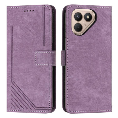 Skin Feel Stripe Pattern Leather Phone Case with Lanyard, For Tecno Spark 50 4G, For Tecno Camon 50 Pro 4G, For Tecno Camon 50 4G, For Tecno Spark Go 3, For Tenco Spark Slim 5G, For Tecno Spark 40C, For Tecno Pova 7 Pro 5G, For Tecno Pova 7 5G         ...