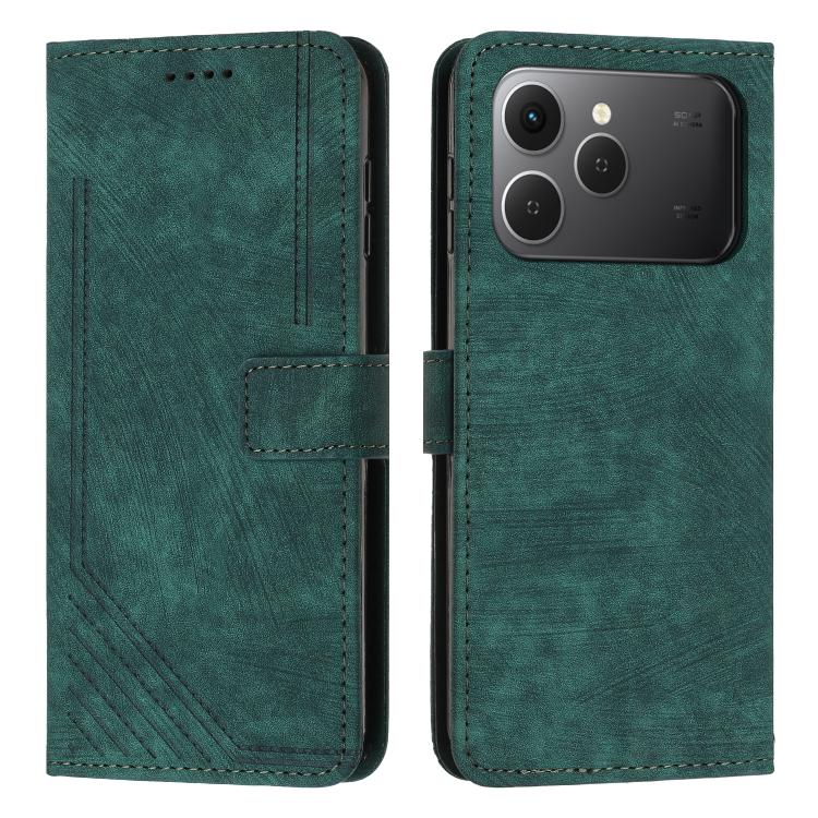 Skin Feel Stripe Pattern Leather Phone Case with Lanyard, For Tecno Spark 50 4G, For Tecno Camon 50 Pro 4G, For Tecno Camon 50 4G, For Tecno Spark Go 3, For Tenco Spark Slim 5G, For Tecno Spark 40C, For Tecno Pova 7 Pro 5G, For Tecno Pova 7 5G         ...