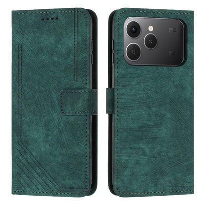 Skin Feel Stripe Pattern Leather Phone Case with Lanyard, For Tecno Spark 50 4G, For Tecno Camon 50 Pro 4G, For Tecno Camon 50 4G, For Tecno Spark Go 3, For Tenco Spark Slim 5G, For Tecno Spark 40C, For Tecno Pova 7 Pro 5G, For Tecno Pova 7 5G         ...