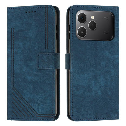 Skin Feel Stripe Pattern Leather Phone Case with Lanyard, For Tecno Spark 50 4G, For Tecno Camon 50 Pro 4G, For Tecno Camon 50 4G, For Tecno Spark Go 3, For Tenco Spark Slim 5G, For Tecno Spark 40C, For Tecno Pova 7 Pro 5G, For Tecno Pova 7 5G         ...