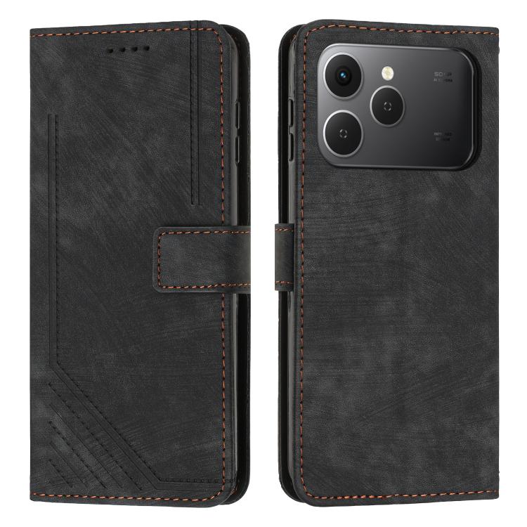 Skin Feel Stripe Pattern Leather Phone Case with Lanyard, For Tecno Spark 50 4G, For Tecno Camon 50 Pro 4G, For Tecno Camon 50 4G, For Tecno Spark Go 3, For Tenco Spark Slim 5G, For Tecno Spark 40C, For Tecno Pova 7 Pro 5G, For Tecno Pova 7 5G         ...