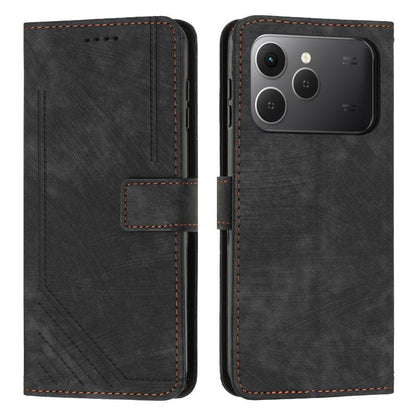 Skin Feel Stripe Pattern Leather Phone Case with Lanyard, For Tecno Spark 50 4G, For Tecno Camon 50 Pro 4G, For Tecno Camon 50 4G, For Tecno Spark Go 3, For Tenco Spark Slim 5G, For Tecno Spark 40C, For Tecno Pova 7 Pro 5G, For Tecno Pova 7 5G         ...