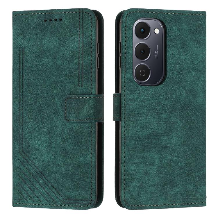 Skin Feel Stripe Pattern Leather Phone Case with Lanyard, For Tecno Spark 50 4G, For Tecno Camon 50 Pro 4G, For Tecno Camon 50 4G, For Tecno Spark Go 3, For Tenco Spark Slim 5G, For Tecno Spark 40C, For Tecno Pova 7 Pro 5G, For Tecno Pova 7 5G         ...