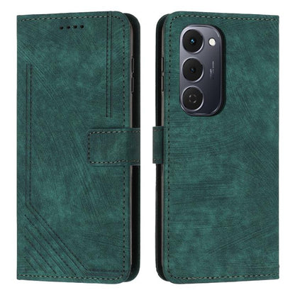 Skin Feel Stripe Pattern Leather Phone Case with Lanyard, For Tecno Spark 50 4G, For Tecno Camon 50 Pro 4G, For Tecno Camon 50 4G, For Tecno Spark Go 3, For Tenco Spark Slim 5G, For Tecno Spark 40C, For Tecno Pova 7 Pro 5G, For Tecno Pova 7 5G         ...