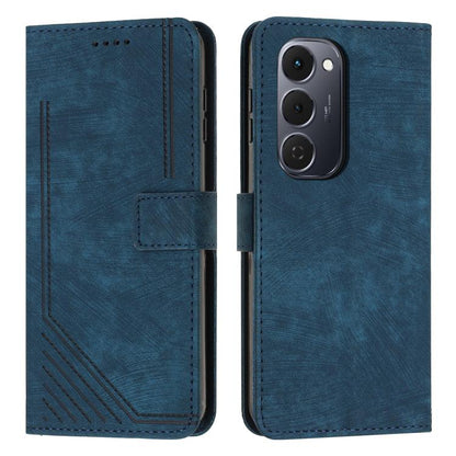 Skin Feel Stripe Pattern Leather Phone Case with Lanyard, For Tecno Spark 50 4G, For Tecno Camon 50 Pro 4G, For Tecno Camon 50 4G, For Tecno Spark Go 3, For Tenco Spark Slim 5G, For Tecno Spark 40C, For Tecno Pova 7 Pro 5G, For Tecno Pova 7 5G         ...