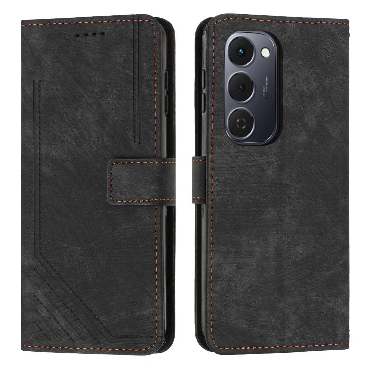 Skin Feel Stripe Pattern Leather Phone Case with Lanyard, For Tecno Spark 50 4G, For Tecno Camon 50 Pro 4G, For Tecno Camon 50 4G, For Tecno Spark Go 3, For Tenco Spark Slim 5G, For Tecno Spark 40C, For Tecno Pova 7 Pro 5G, For Tecno Pova 7 5G         ...