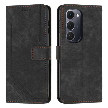 Skin Feel Stripe Pattern Leather Phone Case with Lanyard, For Tecno Spark 50 4G, For Tecno Camon 50 Pro 4G, For Tecno Camon 50 4G, For Tecno Spark Go 3, For Tenco Spark Slim 5G, For Tecno Spark 40C, For Tecno Pova 7 Pro 5G, For Tecno Pova 7 5G         ...