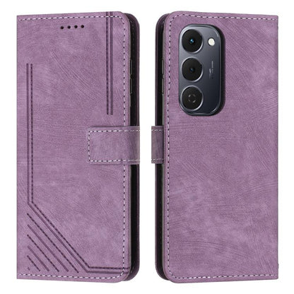 Skin Feel Stripe Pattern Leather Phone Case with Lanyard, For Tecno Spark 50 4G, For Tecno Camon 50 Pro 4G, For Tecno Camon 50 4G, For Tecno Spark Go 3, For Tenco Spark Slim 5G, For Tecno Spark 40C, For Tecno Pova 7 Pro 5G, For Tecno Pova 7 5G         ...