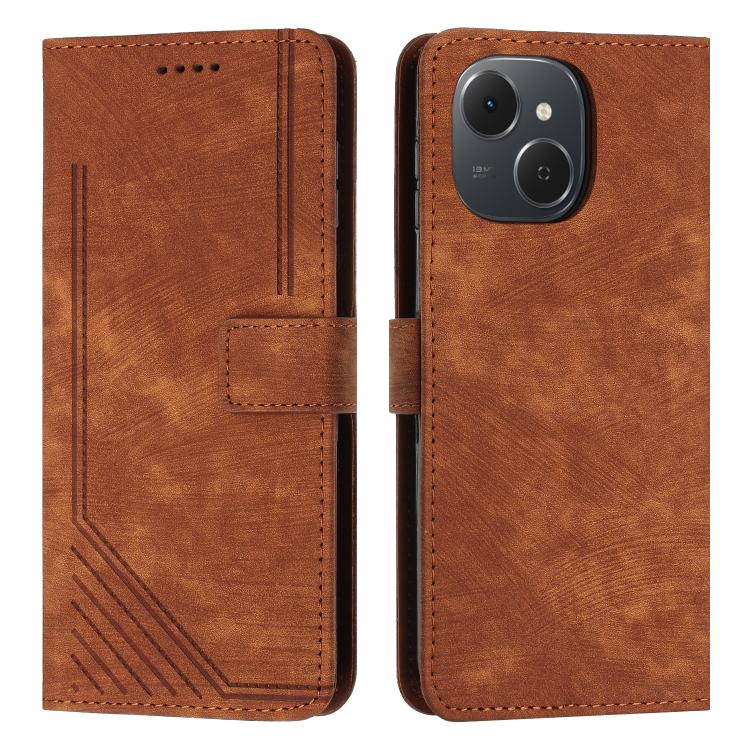 Skin Feel Stripe Pattern Leather Phone Case with Lanyard, For Tecno Spark 50 4G, For Tecno Camon 50 Pro 4G, For Tecno Camon 50 4G, For Tecno Spark Go 3, For Tenco Spark Slim 5G, For Tecno Spark 40C, For Tecno Pova 7 Pro 5G, For Tecno Pova 7 5G         ...
