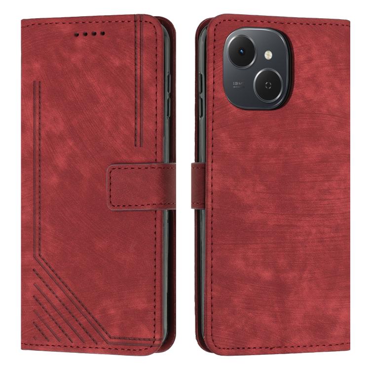 Skin Feel Stripe Pattern Leather Phone Case with Lanyard, For Tecno Spark 50 4G, For Tecno Camon 50 Pro 4G, For Tecno Camon 50 4G, For Tecno Spark Go 3, For Tenco Spark Slim 5G, For Tecno Spark 40C, For Tecno Pova 7 Pro 5G, For Tecno Pova 7 5G         ...