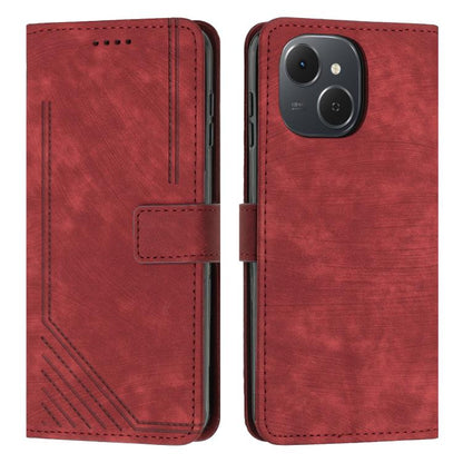 Skin Feel Stripe Pattern Leather Phone Case with Lanyard, For Tecno Spark 50 4G, For Tecno Camon 50 Pro 4G, For Tecno Camon 50 4G, For Tecno Spark Go 3, For Tenco Spark Slim 5G, For Tecno Spark 40C, For Tecno Pova 7 Pro 5G, For Tecno Pova 7 5G         ...