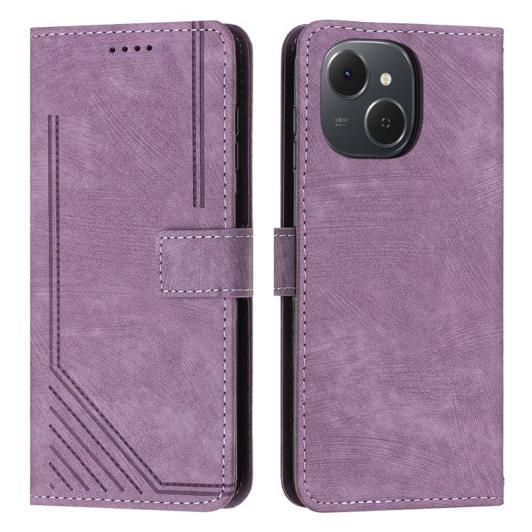 Skin Feel Stripe Pattern Leather Phone Case with Lanyard, For Tecno Spark 50 4G, For Tecno Camon 50 Pro 4G, For Tecno Camon 50 4G, For Tecno Spark Go 3, For Tenco Spark Slim 5G, For Tecno Spark 40C, For Tecno Pova 7 Pro 5G, For Tecno Pova 7 5G         ...