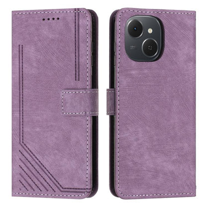 Skin Feel Stripe Pattern Leather Phone Case with Lanyard, For Tecno Spark 50 4G, For Tecno Camon 50 Pro 4G, For Tecno Camon 50 4G, For Tecno Spark Go 3, For Tenco Spark Slim 5G, For Tecno Spark 40C, For Tecno Pova 7 Pro 5G, For Tecno Pova 7 5G         ...