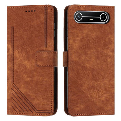 Skin Feel Stripe Pattern Leather Phone Case with Lanyard, For Tecno Spark 50 4G, For Tecno Camon 50 Pro 4G, For Tecno Camon 50 4G, For Tecno Spark Go 3, For Tenco Spark Slim 5G, For Tecno Spark 40C, For Tecno Pova 7 Pro 5G, For Tecno Pova 7 5G         ...