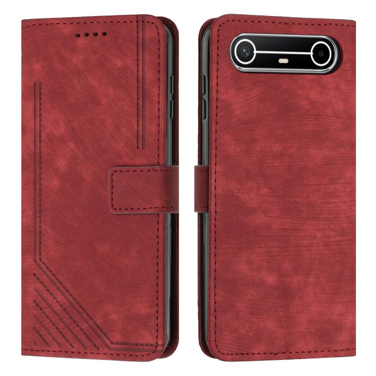 Skin Feel Stripe Pattern Leather Phone Case with Lanyard, For Tecno Spark 50 4G, For Tecno Camon 50 Pro 4G, For Tecno Camon 50 4G, For Tecno Spark Go 3, For Tenco Spark Slim 5G, For Tecno Spark 40C, For Tecno Pova 7 Pro 5G, For Tecno Pova 7 5G         ...