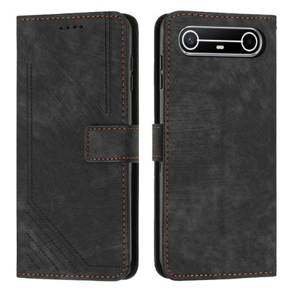 Skin Feel Stripe Pattern Leather Phone Case with Lanyard, For Tecno Spark 50 4G, For Tecno Camon 50 Pro 4G, For Tecno Camon 50 4G, For Tecno Spark Go 3, For Tenco Spark Slim 5G, For Tecno Spark 40C, For Tecno Pova 7 Pro 5G, For Tecno Pova 7 5G         ...