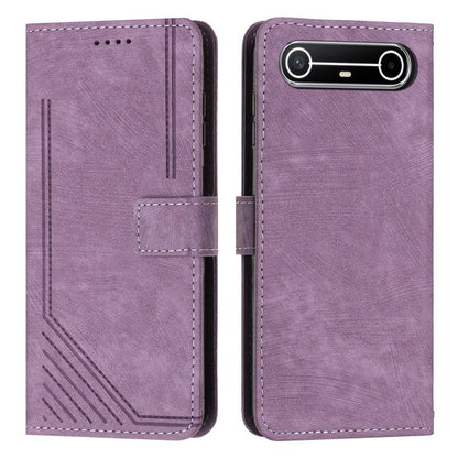 Skin Feel Stripe Pattern Leather Phone Case with Lanyard, For Tecno Spark 50 4G, For Tecno Camon 50 Pro 4G, For Tecno Camon 50 4G, For Tecno Spark Go 3, For Tenco Spark Slim 5G, For Tecno Spark 40C, For Tecno Pova 7 Pro 5G, For Tecno Pova 7 5G         ...