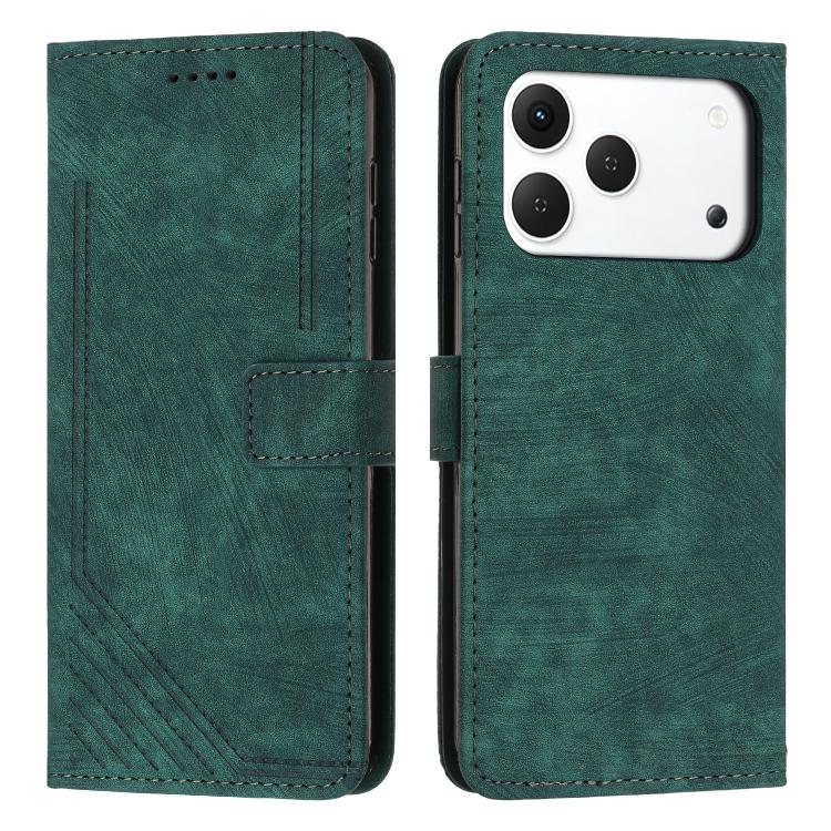 Skin Feel Stripe Pattern Leather Phone Case with Lanyard, For Tecno Spark 50 4G, For Tecno Camon 50 Pro 4G, For Tecno Camon 50 4G, For Tecno Spark Go 3, For Tenco Spark Slim 5G, For Tecno Spark 40C, For Tecno Pova 7 Pro 5G, For Tecno Pova 7 5G         ...