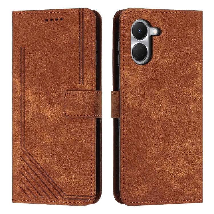 Skin Feel Stripe Pattern Leather Phone Case with Lanyard, For Tecno Spark 50 4G, For Tecno Camon 50 Pro 4G, For Tecno Camon 50 4G, For Tecno Spark Go 3, For Tenco Spark Slim 5G, For Tecno Spark 40C, For Tecno Pova 7 Pro 5G, For Tecno Pova 7 5G         ...