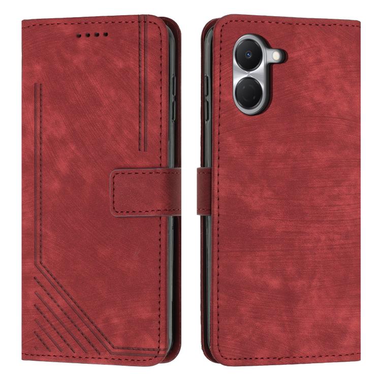 Skin Feel Stripe Pattern Leather Phone Case with Lanyard, For Tecno Spark 50 4G, For Tecno Camon 50 Pro 4G, For Tecno Camon 50 4G, For Tecno Spark Go 3, For Tenco Spark Slim 5G, For Tecno Spark 40C, For Tecno Pova 7 Pro 5G, For Tecno Pova 7 5G         ...