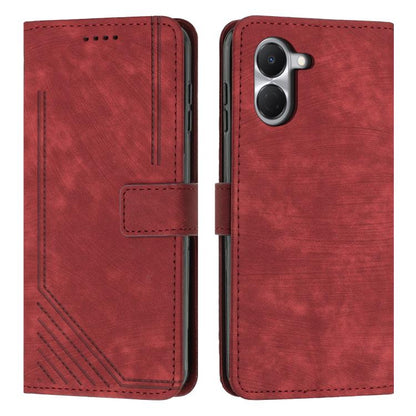 Skin Feel Stripe Pattern Leather Phone Case with Lanyard, For Tecno Spark 50 4G, For Tecno Camon 50 Pro 4G, For Tecno Camon 50 4G, For Tecno Spark Go 3, For Tenco Spark Slim 5G, For Tecno Spark 40C, For Tecno Pova 7 Pro 5G, For Tecno Pova 7 5G         ...