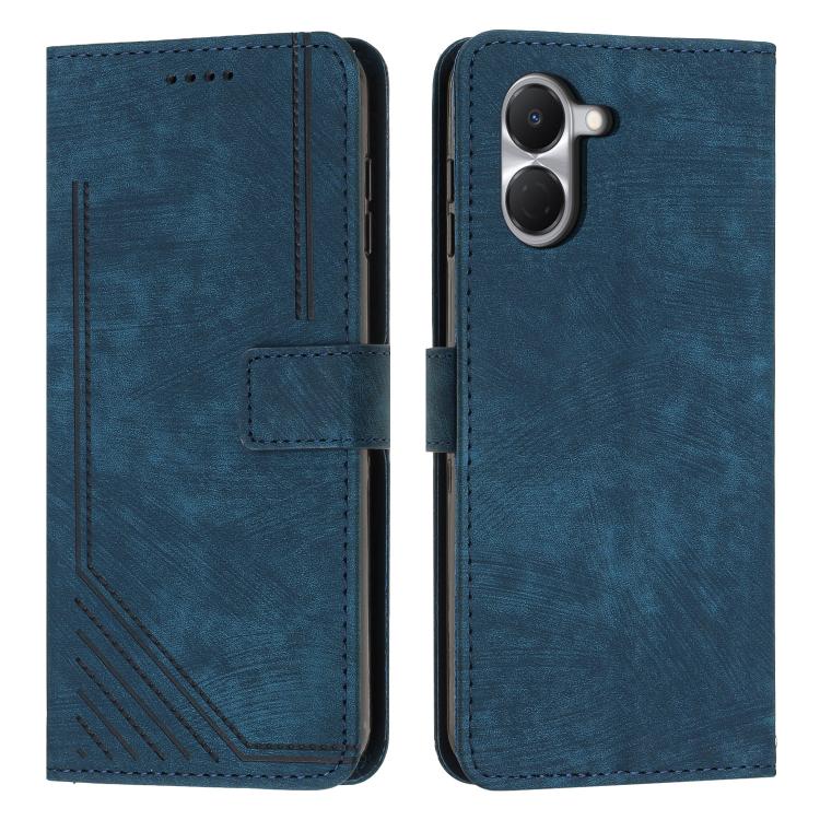 Skin Feel Stripe Pattern Leather Phone Case with Lanyard, For Tecno Spark 50 4G, For Tecno Camon 50 Pro 4G, For Tecno Camon 50 4G, For Tecno Spark Go 3, For Tenco Spark Slim 5G, For Tecno Spark 40C, For Tecno Pova 7 Pro 5G, For Tecno Pova 7 5G         ...