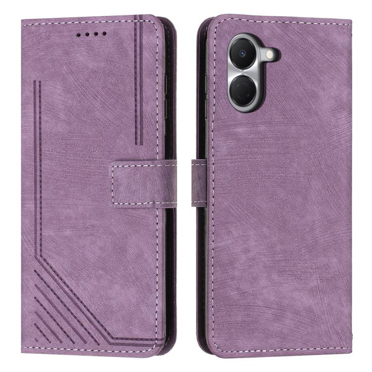 Skin Feel Stripe Pattern Leather Phone Case with Lanyard, For Tecno Spark 50 4G, For Tecno Camon 50 Pro 4G, For Tecno Camon 50 4G, For Tecno Spark Go 3, For Tenco Spark Slim 5G, For Tecno Spark 40C, For Tecno Pova 7 Pro 5G, For Tecno Pova 7 5G         ...