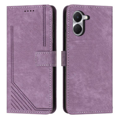 Skin Feel Stripe Pattern Leather Phone Case with Lanyard, For Tecno Spark 50 4G, For Tecno Camon 50 Pro 4G, For Tecno Camon 50 4G, For Tecno Spark Go 3, For Tenco Spark Slim 5G, For Tecno Spark 40C, For Tecno Pova 7 Pro 5G, For Tecno Pova 7 5G         ...