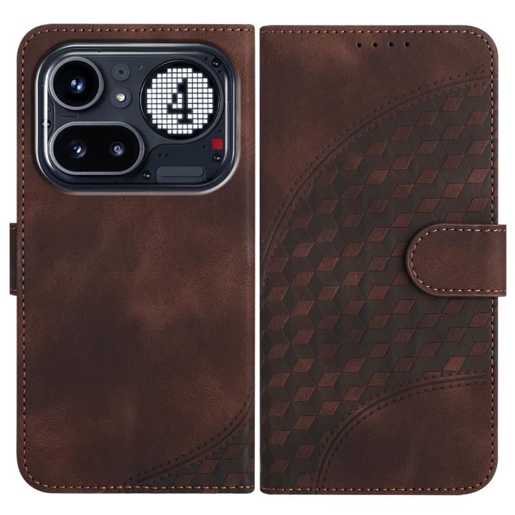 Elephant Head Embossed Phone Leather Case with Lanyard, For Nothing Phone 4a Pro, For Nothing Phone 4a, For Nothing Phone 3a, For Nothing Phone 3a Pro, For Nothing Phone 2a, For Nothing Phone 2, For Nothing Phone 1