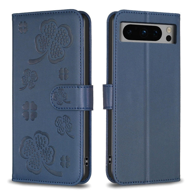 Four-leaf Embossed Leather Phone Case, For Google Pixel 11 / 11 Pro, For Google Pixel 8a, For Google Pixel 8 Pro, For Google Pixel 8, For Google Pixel 7a, For Google Pixel 7 Pro, For Google Pixel 7