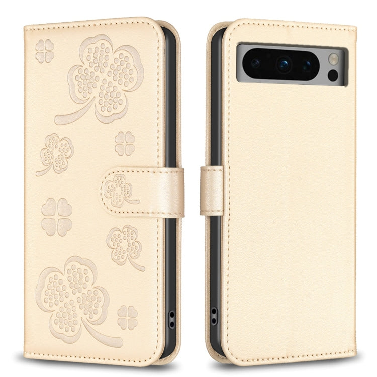 Four-leaf Embossed Leather Phone Case, For Google Pixel 11 / 11 Pro, For Google Pixel 8a, For Google Pixel 8 Pro, For Google Pixel 8, For Google Pixel 7a, For Google Pixel 7 Pro, For Google Pixel 7