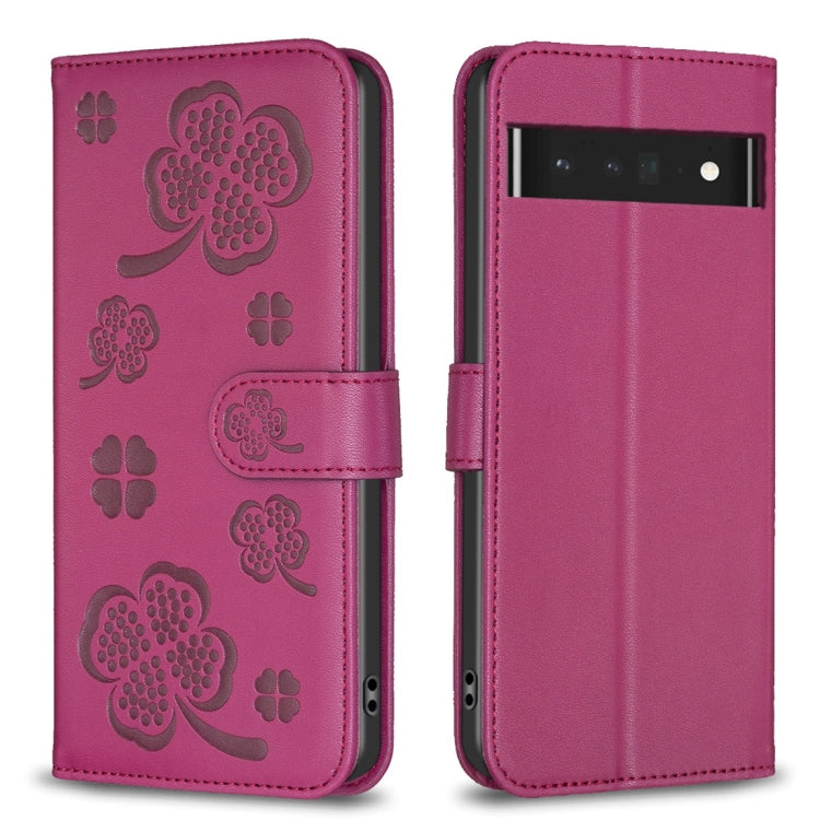 Four-leaf Embossed Leather Phone Case, For Google Pixel 11 / 11 Pro, For Google Pixel 8a, For Google Pixel 8 Pro, For Google Pixel 8, For Google Pixel 7a, For Google Pixel 7 Pro, For Google Pixel 7