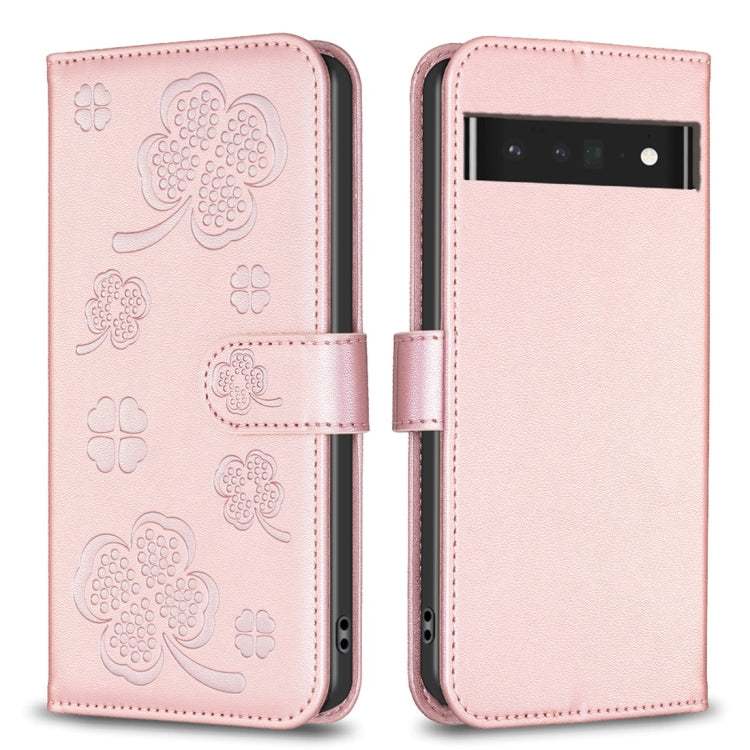 Four-leaf Embossed Leather Phone Case, For Google Pixel 11 / 11 Pro, For Google Pixel 8a, For Google Pixel 8 Pro, For Google Pixel 8, For Google Pixel 7a, For Google Pixel 7 Pro, For Google Pixel 7